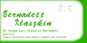 bernadett klaszkin business card